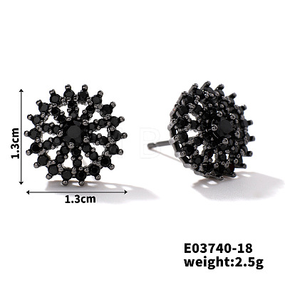 Chic Brass Cubic Zirconia Stud Earrings ZD1304-10-1