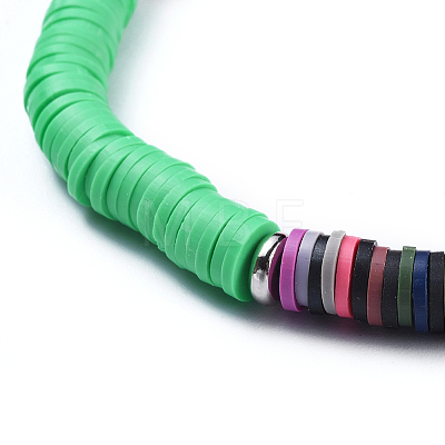 Handmade Polymer Clay Heishi Beads Braided Necklaces NJEW-JN02423-1