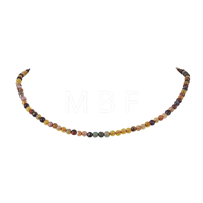 Faceted Round Natural Agate(Dyed & Heated) Beaded Necklaces for Women NJEW-JN04659-01-1