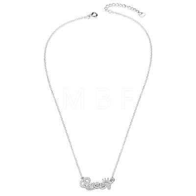 TINYSAND 925 Sterling Silver Cubic Zirconia  inchQueen inch Pendant Necklace TS-N352-S-1