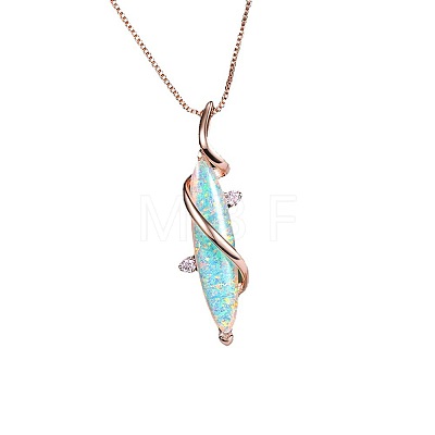 Horse Eye Brass with White Opal Pendant Necklaces FS-WG01260-01-1