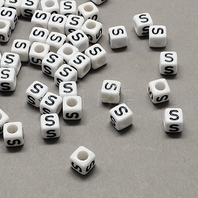 Large Hole Acrylic Letter European Beads SACR-Q103-6mm-01S-1