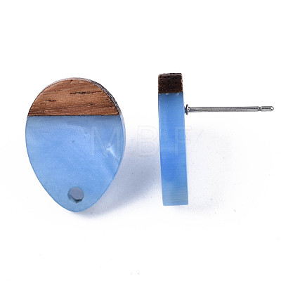 Resin & Walnut Wood Stud Earring Findings MAK-N032-006A-H04-1