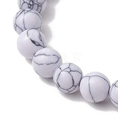 Natural Howlite Round Beads Stretch Bracelets BJEW-JB11493-01-1