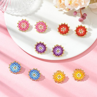 Glass Seed Bead Stud Earrings EJEW-MZ00741-1