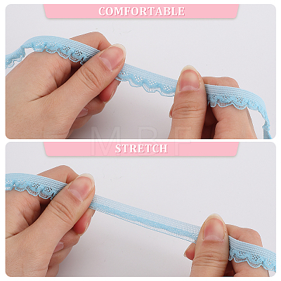 10 Yards Polyester Elastic Lace Trim SRIB-WH0011-121C-1