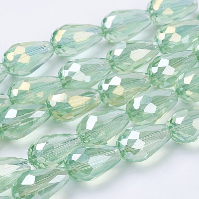 Electroplate Glass Beads Strands X-EGLA-D015-15x10mm-29-1