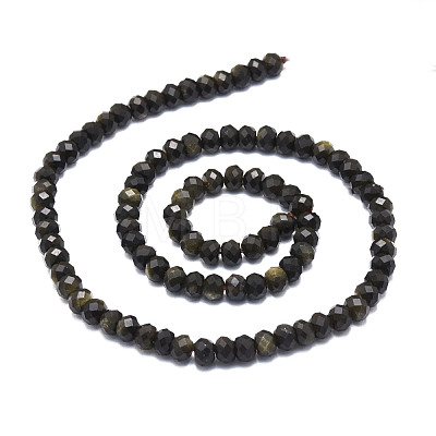 Natural Golden Sheen Obsidian Beads Strands G-E569-I02-1