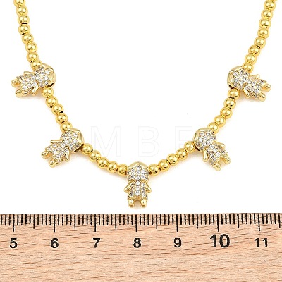 Brass Micro Pave Clear Cubic Zirconia Boy and Round Beaded Necklaces KK-CBA4547-14G-1