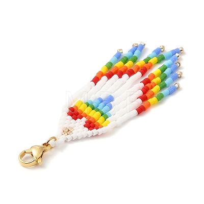 Handmade Loom Pattern Seed Beads Tassels Pendants Decoration HJEW-MZ00018-1