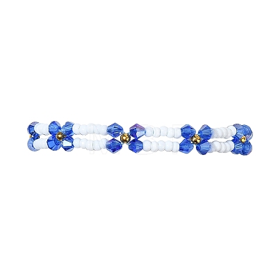 Woven Glass Flower Adjustable Braided Bead Bracelets for Women BJEW-MZ00100-04-1