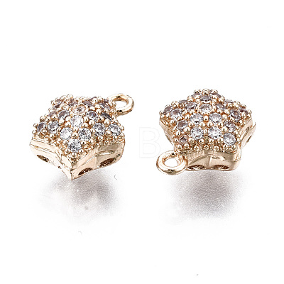 Hollow Brass Micro Pave Clear Cubic Zirconia Charms KK-S359-142-RS-1