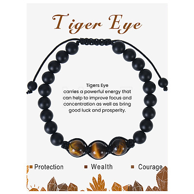 Natural Tiger Eye Beaded Bracelet with 8mm Matte Stone ZJ6492-14-1