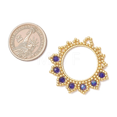 Glass Seed Beaded Flower Pendants PALLOY-MZ01237-04-1