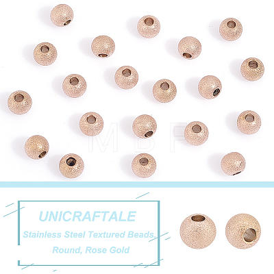 Unicraftale 201 Stainless Steel Textured Beads STAS-UN0045-63-1