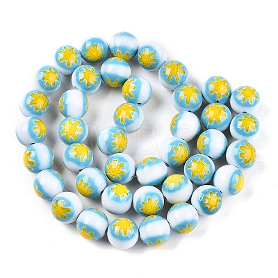 Handmade Millefiori Glass Beads Strands LAMP-N024-31-1