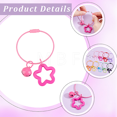 10Pcs 10 Colors Star with Bell Acrylic & Alloy Pendant Decorations HJEW-BBC0001-40B-1
