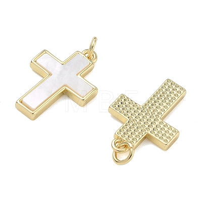 Rack Plating Brass & White Shell Pendants SH-CBA6629-34G-1