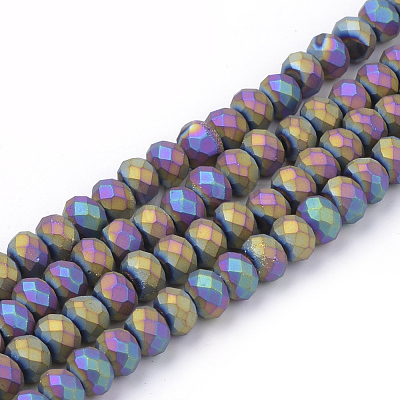 Electroplate Glass Beads Strands X-EGLA-S141-4mm-02B-1