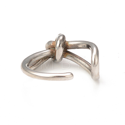 304 Stainless Steel Knot Open Cuff Ring for Women RJEW-I096-31P-1