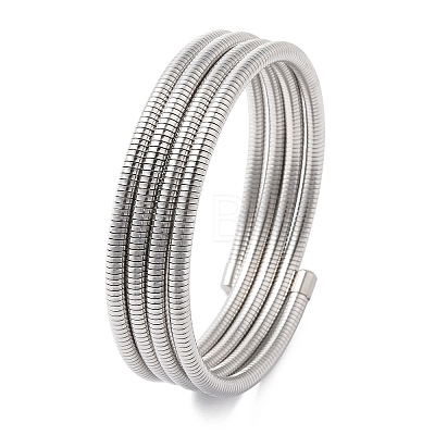 304 Stainless Steel Spring Multi-strand Bangles for Women BJEW-Z086-01P-02-1