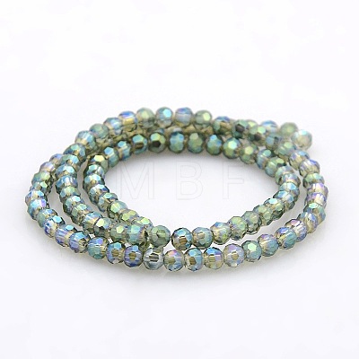 Full Rainbow Plated Glass Faceted(32 Facets) Round Spacer Beads Strands GLAA-A027-3mm-FR02-1