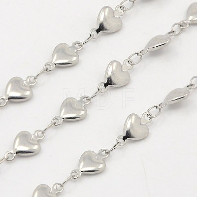 Tarnish Resistant 3.28 Feet 304 Stainless Steel Heart Chains X-CHS-K001-53-5.5mm-1