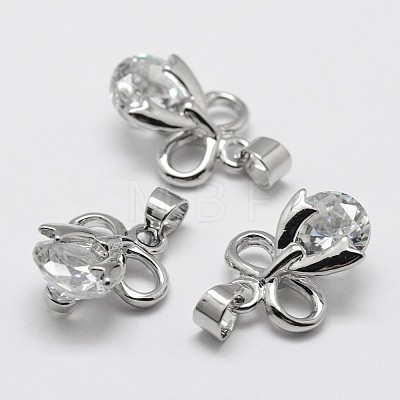 Brass Cubic Zirconia Charms ZIRC-P045-02-1