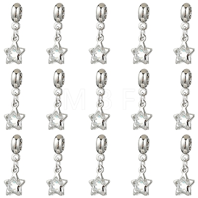 10Pcs Alloy Crystal Rhinestone Star European Dangle Charms MPDL-YW0001-06-1