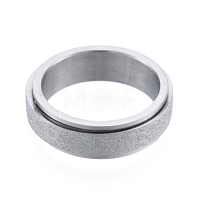 Non-Tarnish 201 Stainless Steel Sand Blast Rotating Finger Ring RJEW-N043-06P-1