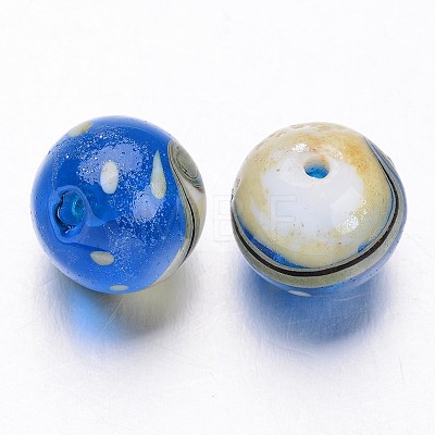 Ocean Style Round Handmade Lampwork Beads LAMP-F006-15-1