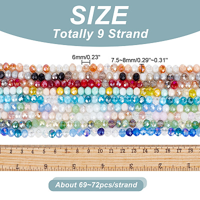 ARRICRAFT 9 Strands 9 Color Electroplate Glass Beads Strands EGLA-AR0001-21-1