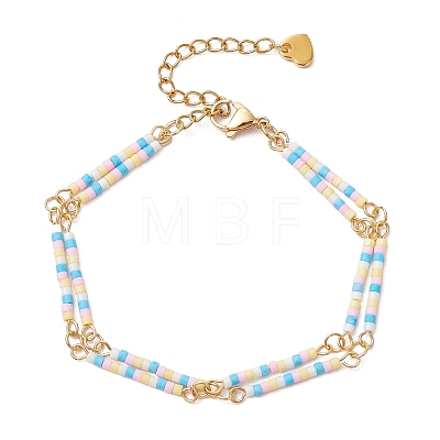 Glass Seed Beads Link Bracelets BJEW-MZ00148-02-1