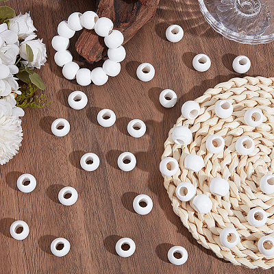 50Pcs Spray Painted Wood European Beads WOOD-PA0001-78B-1