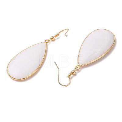 White Shell Dangle Earrings EJEW-L179-03-1