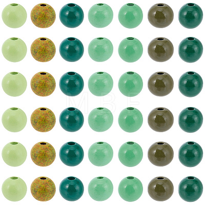 210Pcs 7 Colors Spray Painted Wood European Beads WOOD-SP0002-01-1