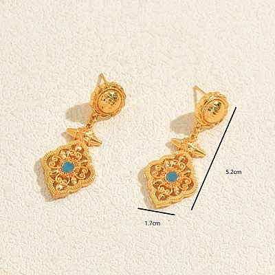 Ethnic Style Brass Pave Cubic Zirconia Stud Dangle Earrings for Women QY0483-1