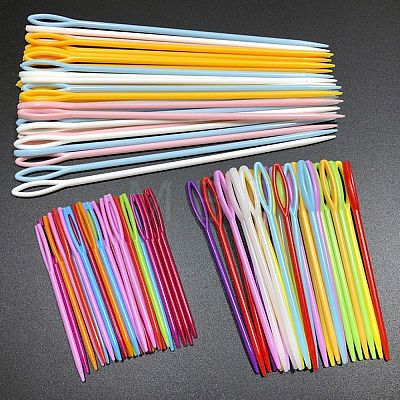 90Pcs Plastic Sewing Needles PW-WGA98C9-01-1