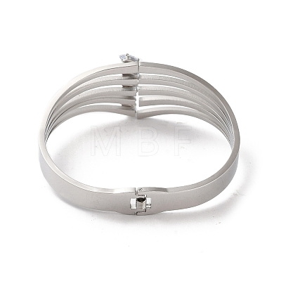 304 Stainless Steel & Teardrop Glass Hinged Bangles for Women BJEW-I315-18P-1
