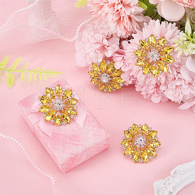 4Pcs Alloy & Glass & Rhinestone Shank Buttons BUTT-FG0001-63A-1