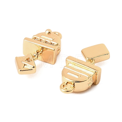 Brass Micro Pave Cubic Zirconia Pendants KK-K351-65G-1
