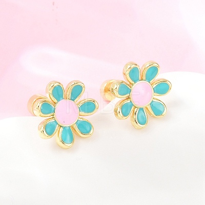 Valentine's Day Brass Stud Earrings EJEW-D359-01G-1