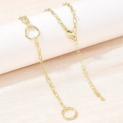 Brass Oval Link Chain Y Lariat Necklaces NJEW-H087-06I-G-1