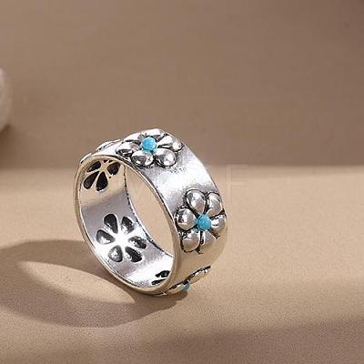Retro Alloy and Turquoise Finger Rings FS-WGD8EB6-05-1