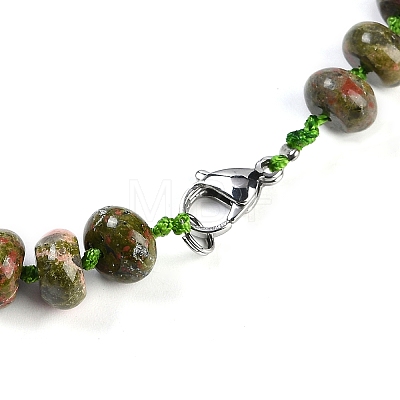 Natural Unakite Rondelle Graduated Beaded Necklaces for Women Men NJEW-K388-02G-1