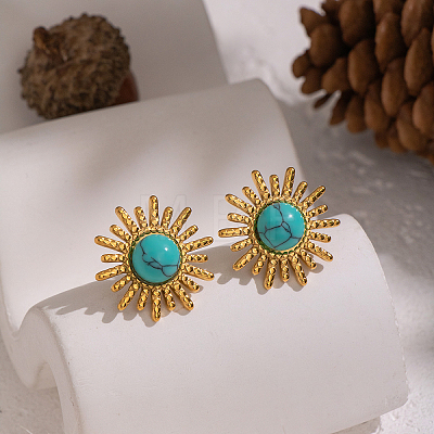 Flower 304 Stainless Steel Stud Earrings OK7494-1-1