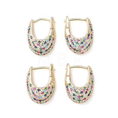 Colorful Cubic Zirconia Hoop Earrings EJEW-M216-02G-1
