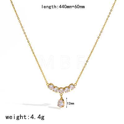 304 Stainless Steel Pave Clear Cubic Zirconia Pendant Necklaces for Women WGBFE42-01-1