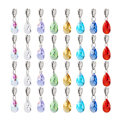 32Pcs 8 Colors Glass European Dangle Charms PALLOY-PH01854-1