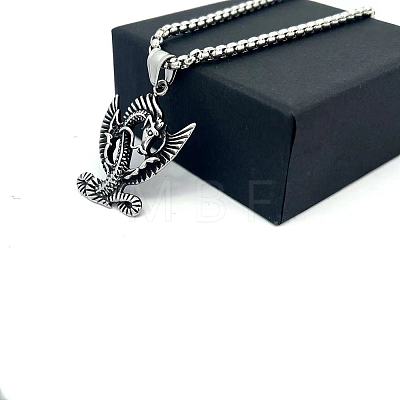 Retro Mythical 304 Stainless Steel Dragon Pendant Necklaces for Men Women XN5499-1